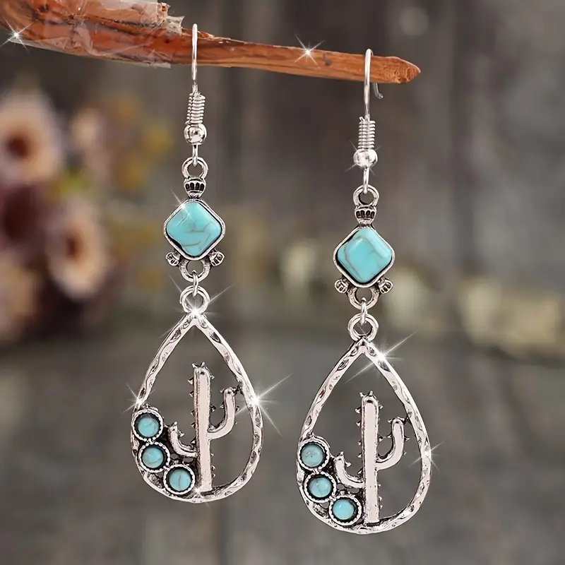 Cactus Blue Stone Earrings