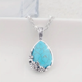 Blue Stone Flower Drop Necklace