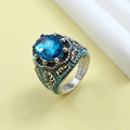 Blue Sapphire-Look Hollow Ring