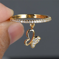 Dangling Butterfly Zirconia Gold-Tone Ring