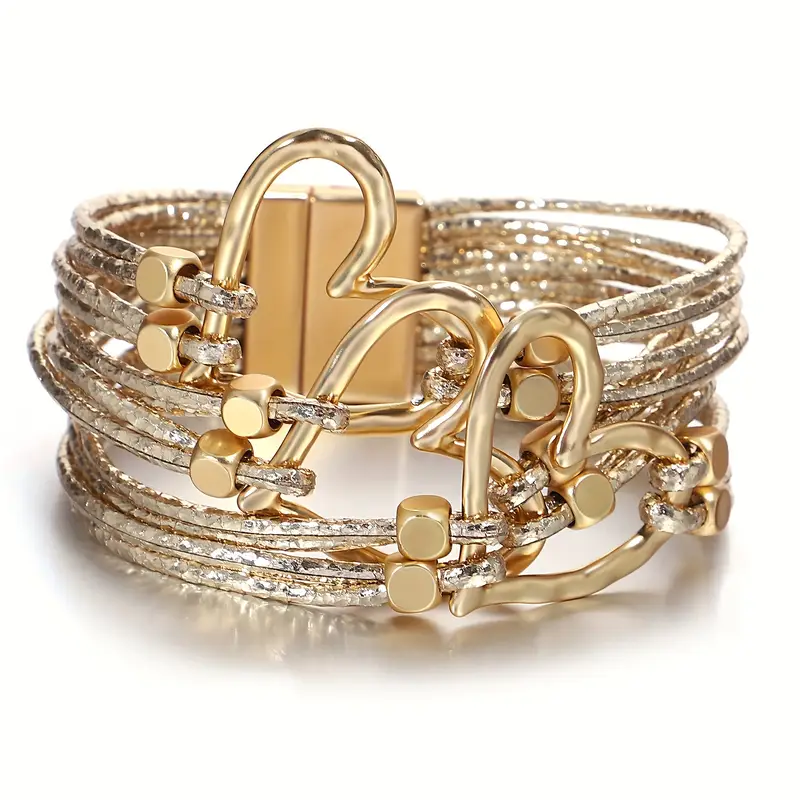 Meerrijige goudkleurige bedelarmband