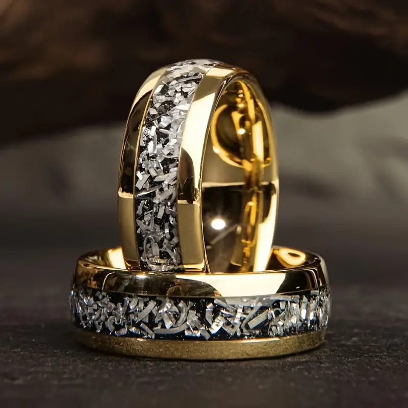 Two-Tone Trail Couple Ring Set