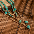 Turquoise Stones Gold-Tone Necklace