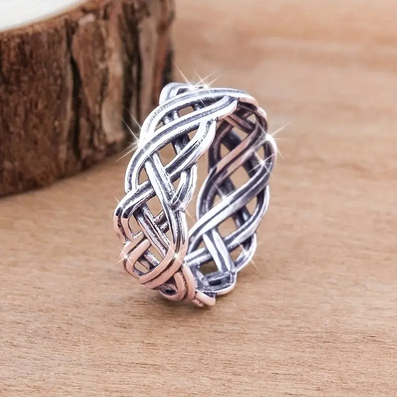 Silver-Tone Braided Hollow Ring