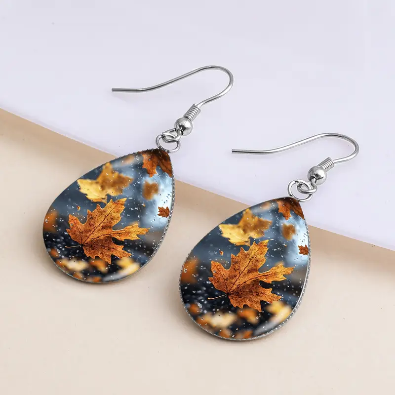 Autumn Print Drop Earrings
