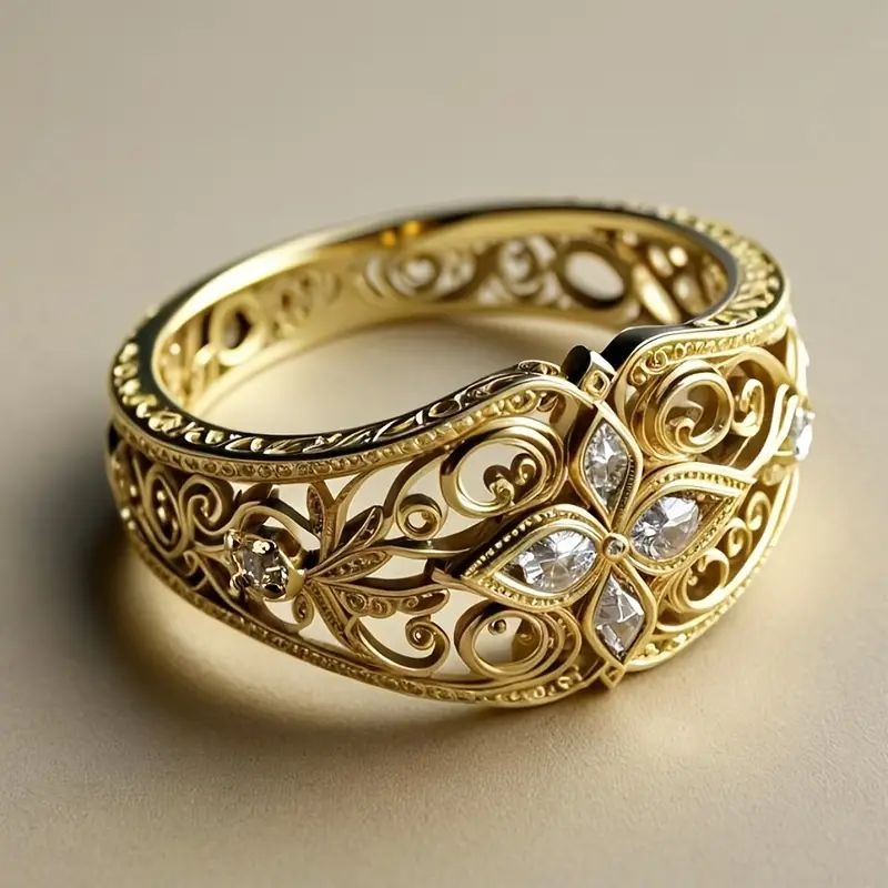 Goudkleurige ring met kristallen ster