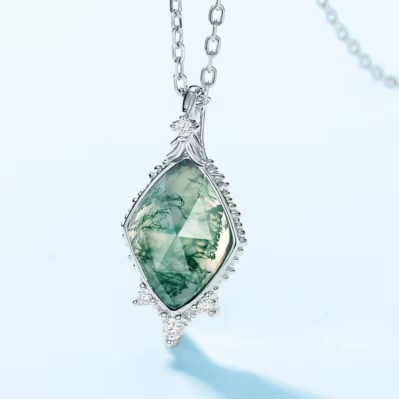 Moss Agate Necklace with Nature Theme