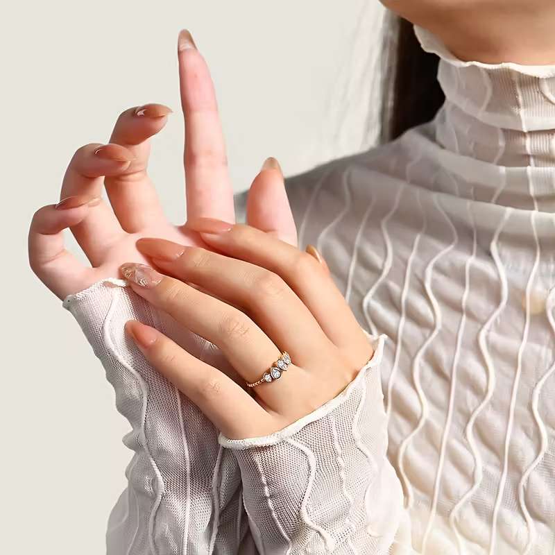 Crystal Teardrop Ring