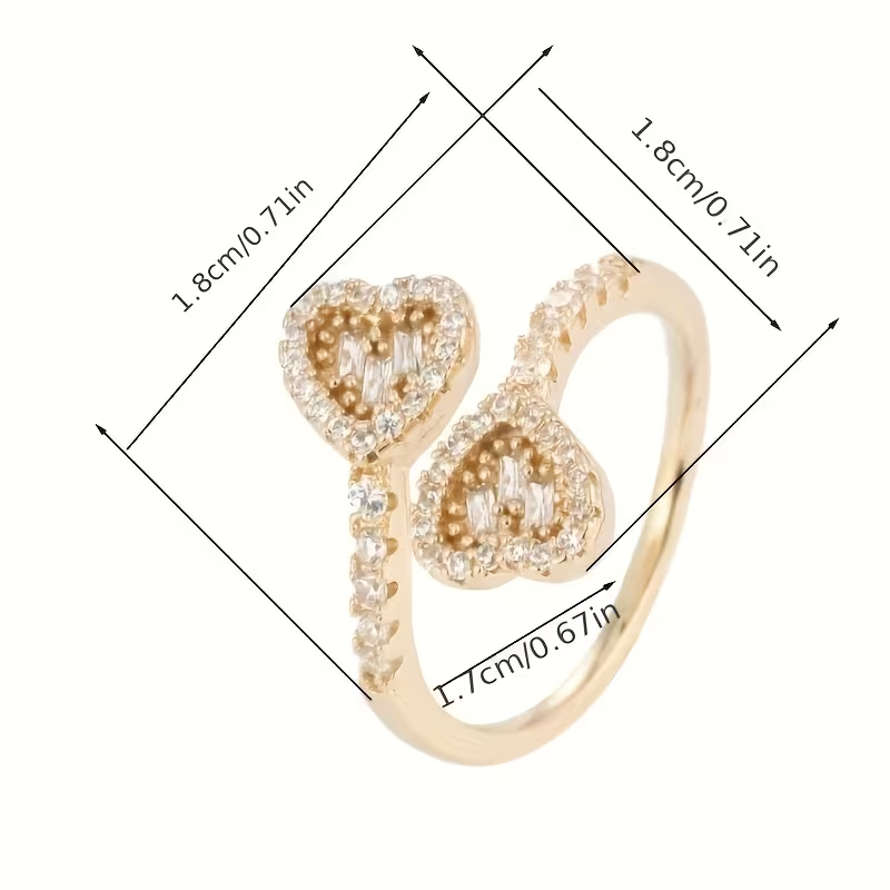 Adjustable Heart-Shaped Bright Ring