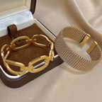 Goudkleurige set mesh-armbanden