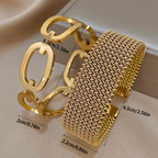 Goudkleurige set mesh-armbanden