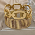Goudkleurige set mesh-armbanden