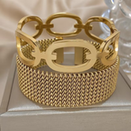 Goudkleurige set mesh-armbanden