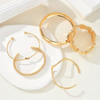 Boho Gold-Tone Bracelet Set with Disc Charms