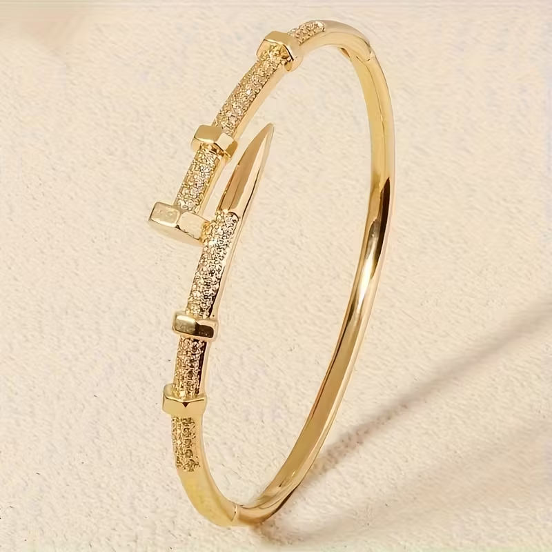 Adjustable Open Bracelet with Sparkle Detail