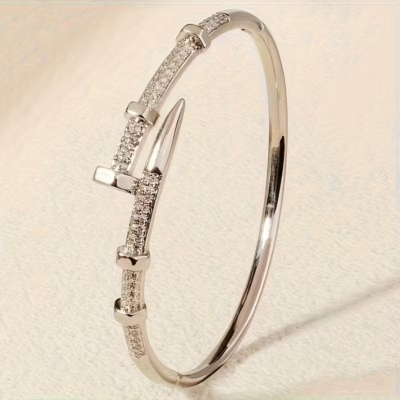 Adjustable Open Bracelet with Sparkle Detail