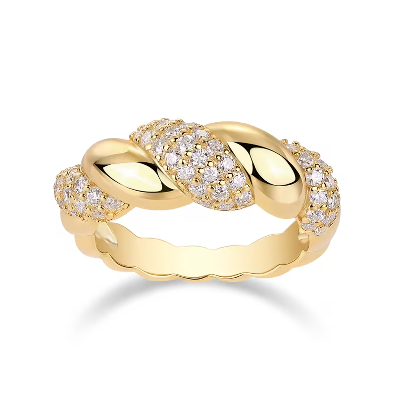 Kristallijne gevlochten goudkleurige ring