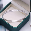 Silver-Tone Bangle with Stone Accents