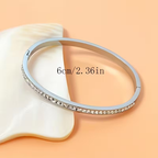 Silver-Tone Bangle with Stone Accents