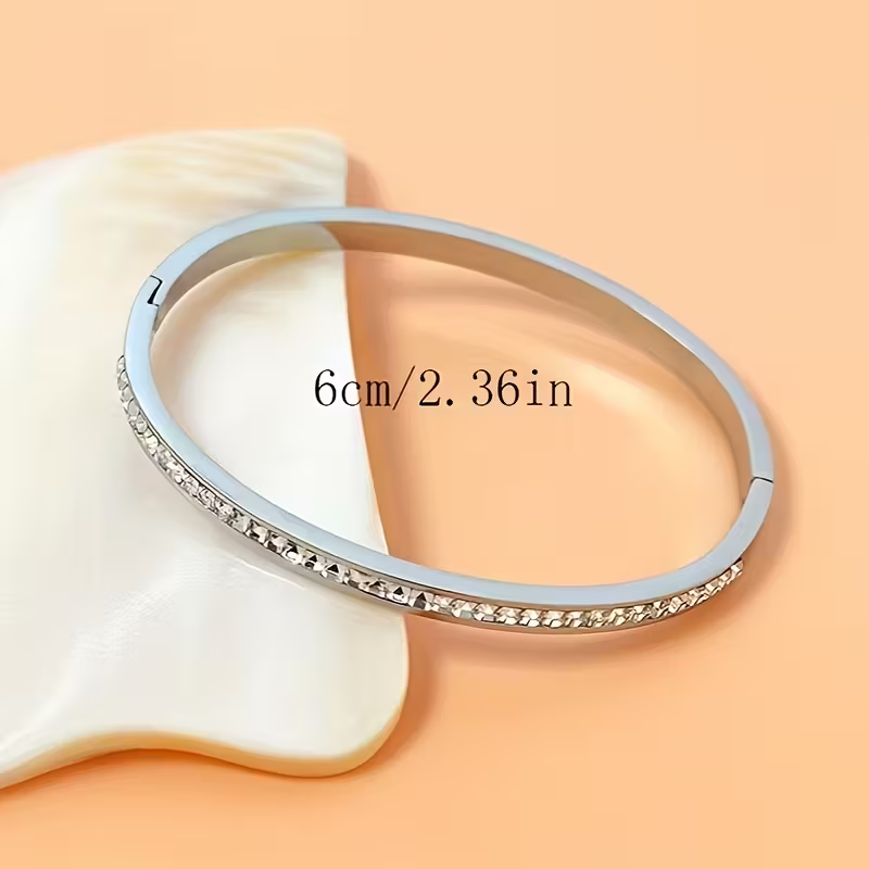 Silver-Tone Bangle with Stone Accents