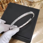 Silver-Tone Bangle with Stone Accents