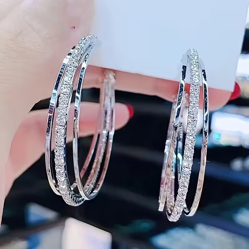 Large Double Pavé Hoop Earrings