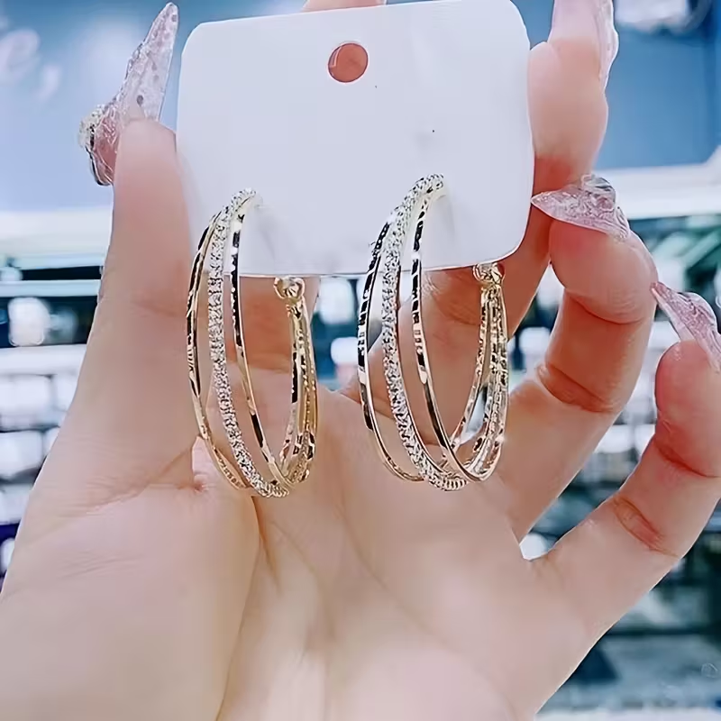 Large Double Pavé Hoop Earrings