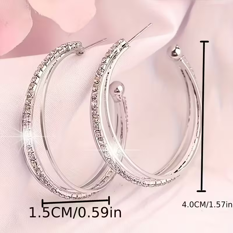 Large Double Pavé Hoop Earrings