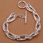 Zilverkleurige schakelarmband met clipschakels