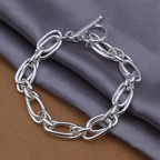 Zilverkleurige schakelarmband met clipschakels