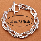 Zilverkleurige schakelarmband met clipschakels
