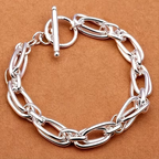 Zilverkleurige schakelarmband met clipschakels
