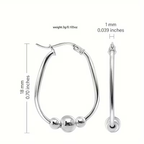 Silver-Tone Bead Hoop Earrings