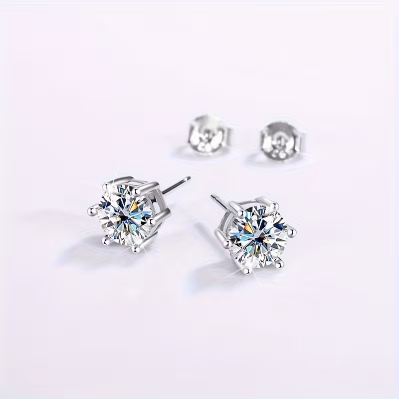 Large Zirconia Solitaire Stud Earrings