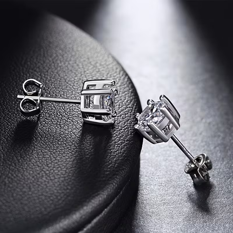 Large Zirconia Solitaire Stud Earrings