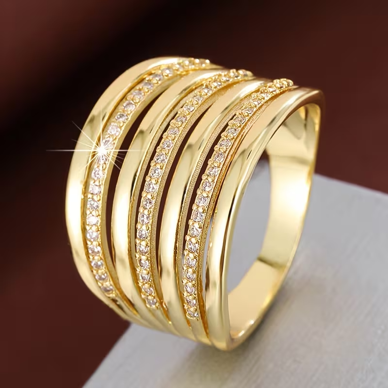 Wide Layered Zirconia Ring