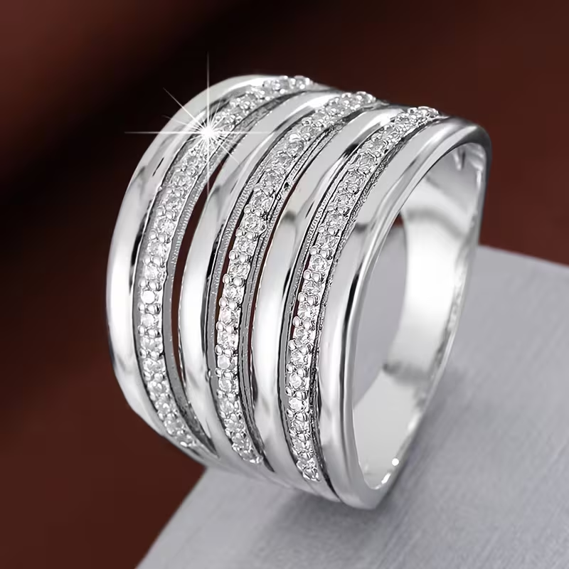 Wide Layered Zirconia Ring