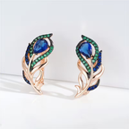 Blue Crystal Flower Earrings