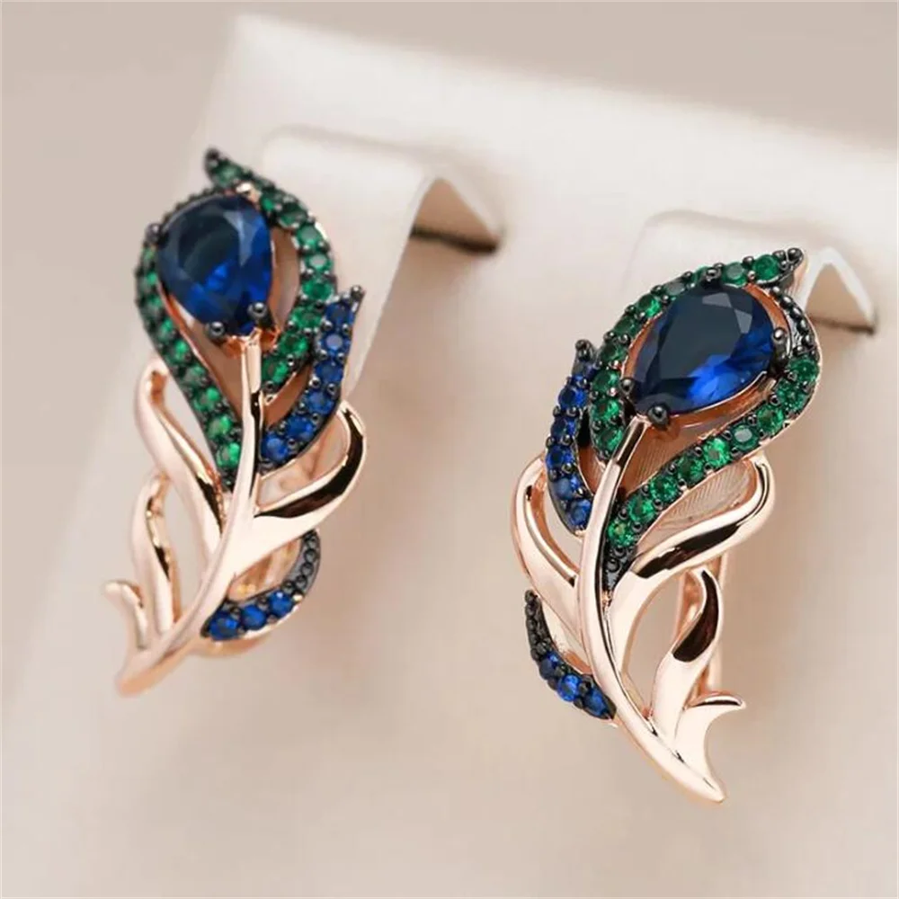 Blue Crystal Flower Earrings