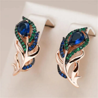 Blue Crystal Flower Earrings
