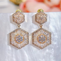 Hexagonal Crystal Drop Earrings