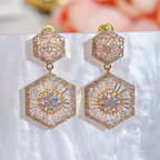 Hexagonal Crystal Drop Earrings