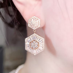 Hexagonal Crystal Drop Earrings