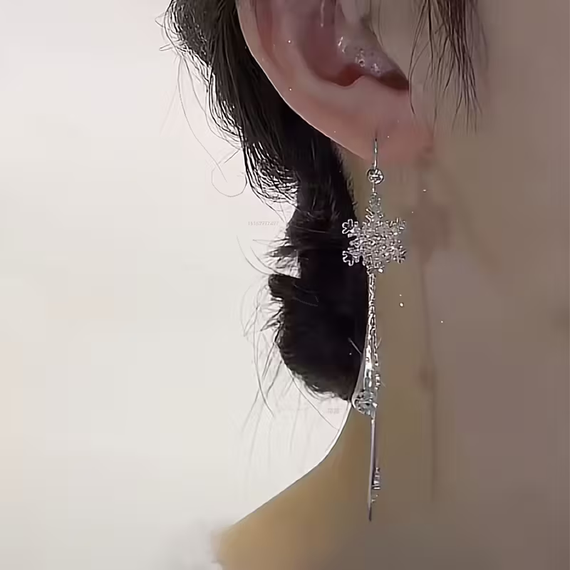 Snowflake Zirconia Dangle Earrings