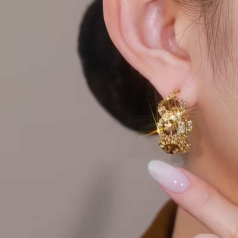 Inlaid Zirconia Sparkle Earrings