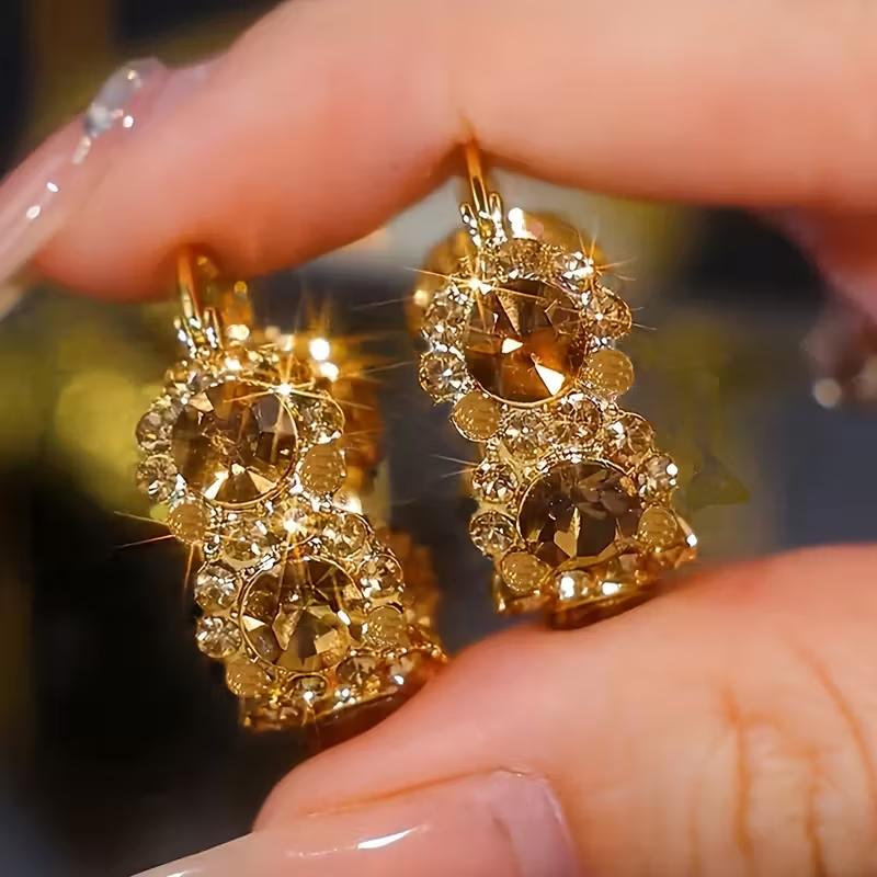 Inlaid Zirconia Sparkle Earrings