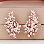 Zirconia Flower Earrings in Three Tones