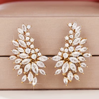 Zirconia Flower Earrings in Three Tones