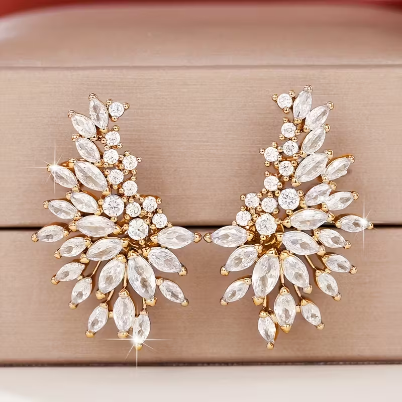 Zirconia Flower Earrings in Three Tones