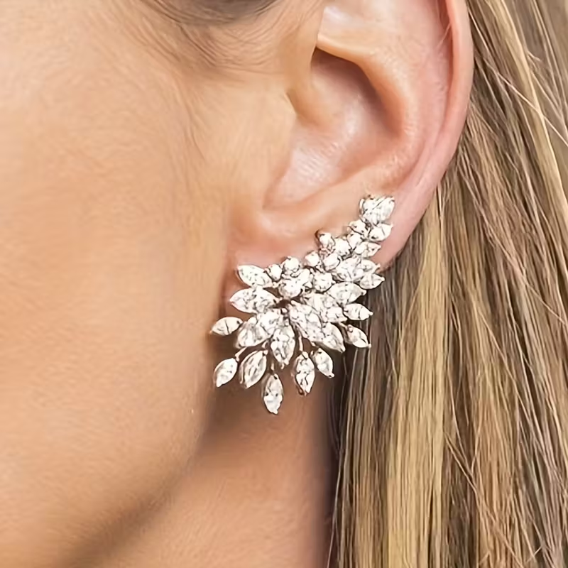 Zirconia Flower Earrings in Three Tones